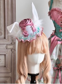 Gothic Lolita Rabbit-Ear Ribbon Frill Boa Parka