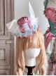 Rotating Tiger Tiger Series White Cute Plush Rabbit Ears Rose Lace Sweet Lolita Small Top Hat