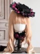 Gothic Lolita Black Lace Vintage Flower Decoration Small Top Hat