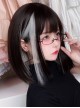 Black Brown Mixed Silver Cute BOBO Head Hanging Ear Dyeing Short Straight Hair Classic Lolita Wig