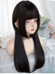 Brown Natural Air Bangs Jellyfish Head Cute Long Straight Hair Classic Lolita Wig