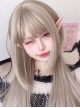 Gray Golden Air Bangs Long Straight Hair Cute Jellyfish Head Daily Classic Lolita Wig