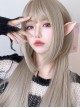 Gray Golden Air Bangs Long Straight Hair Cute Jellyfish Head Daily Classic Lolita Wig