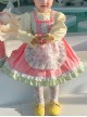 Spring Cute Maid Apron Floral Lace Lantern Sleeves Sweet Lolita Kids Long Sleeve Dress