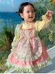 Spring Cute Maid Apron Floral Lace Lantern Sleeves Sweet Lolita Kids Long Sleeve Dress