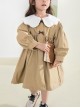 British College Style Spring Khaki Doll Collar Casual Windbreaker School Lolita Kids Long-Sleeved Coat