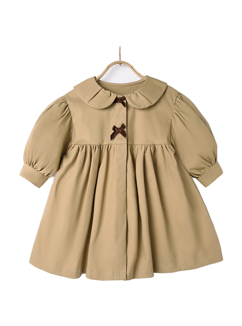 British College Style Spring Khaki Doll Collar Casual Windbreaker School Lolita Kids Long-Sleeved Coat