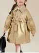 Pure Cotton Lapel Ruffled Stitching Lantern Sleeve Retro Gradient Button School Lolita Kids Long-Sleeved Coat