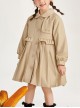 British Style Fashion Lapel Windproof Warm Sweet Bowknot Decoration Windbreaker School Lolita Kids Long-Sleeved Coat