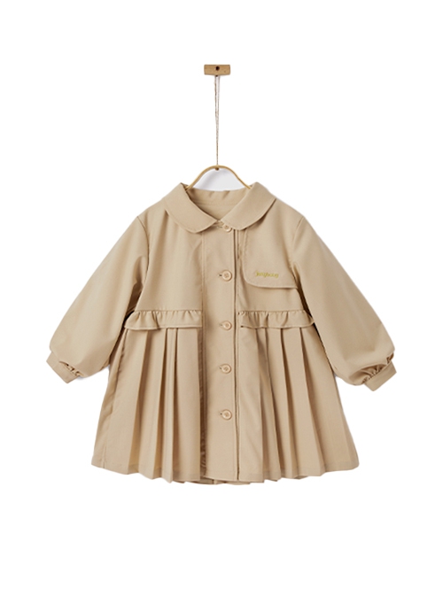British Style Fashion Lapel Windproof Warm Sweet Bowknot Decoration Windbreaker School Lolita Kids Long-Sleeved Coat