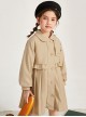 British Style Fashion Lapel Windproof Warm Sweet Bowknot Decoration Windbreaker School Lolita Kids Long-Sleeved Coat