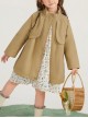 Khaki Simple Embroidery Loose All-Match Windproof Windbreaker School Lolita Kids Long-Sleeved Coat