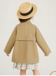 Khaki Simple Embroidery Loose All-Match Windproof Windbreaker School Lolita Kids Long-Sleeved Coat