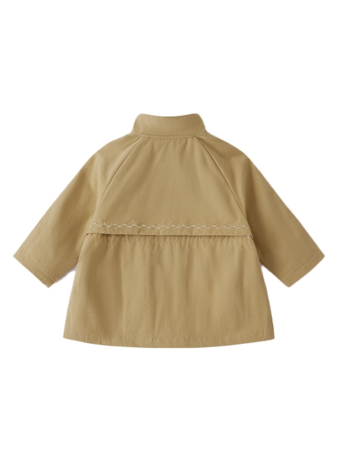 Khaki Simple Embroidery Loose All-Match Windproof Windbreaker School Lolita Kids Long-Sleeved Coat