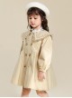 Flower Embroidery Large Lapel Splicing Shiny Mesh Khaki Sweet Lolita Kids Long-Sleeved Coat