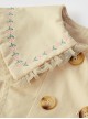 Flower Embroidery Large Lapel Splicing Shiny Mesh Khaki Sweet Lolita Kids Long-Sleeved Coat