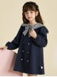 College Style Plaid Bowknot Lapel Double Breasted Fashion Warm School Lolita Kids Long Sleeve Dress