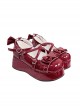 Solid Color Cute Round Toe Heart Bowknot Decoration Platform Flats Sweet Lolita Shoes