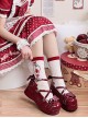 Solid Color Cute Round Toe Heart Bowknot Decoration Platform Flats Sweet Lolita Shoes