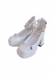 Punk Girls Series Elegant Sweet Cool Metal Chain Skull Head Rivet Decorated Square Toe High Heels Punk Lolita Shoes