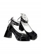 Punk Girls Series Elegant Sweet Cool Metal Chain Skull Head Rivet Decorated Square Toe High Heels Punk Lolita Shoes