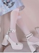 Punk Girls Series Elegant Sweet Cool Metal Chain Skull Head Rivet Decorated Square Toe High Heels Punk Lolita Shoes