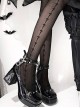 Punk Girls Series Elegant Sweet Cool Metal Chain Skull Head Rivet Decorated Square Toe High Heels Punk Lolita Shoes