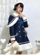 Navy Style Large Lapel Double Breasted Winter Sailor Suit Plush Hem School Lolita Long Sleeve Coat