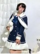 Navy Style Large Lapel Double Breasted Winter Sailor Suit Plush Hem School Lolita Long Sleeve Coat