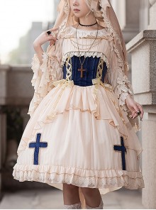 Eternal Life Song Series Spring Chiffon Lace Stitching Cross Halloween Classic Lolita Sleeveless Dress