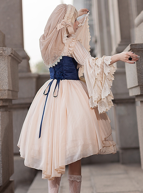 Eternal Life Song Series Spring Chiffon Lace Stitching Cross Halloween Classic Lolita Sleeveless Dress