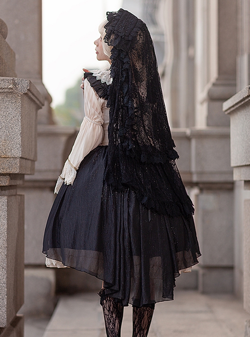 Eternal Life Song Series Spring Chiffon Lace Stitching Cross Halloween Classic Lolita Sleeveless Dress