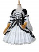 Vintage Gorgeous Black-White Square Neck Lace Lacing Bowknot Decoration Sweet Lolita Short Sleeve Dress