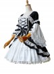 Vintage Gorgeous Black-White Square Neck Lace Lacing Bowknot Decoration Sweet Lolita Short Sleeve Dress