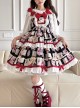 Cute Red Bowknot Stamp Print Cake Skirt Sweet Lolita Sleeveless Dress