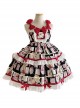 Cute Red Bowknot Stamp Print Cake Skirt Sweet Lolita Sleeveless Dress