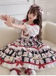 Cute Red Bowknot Stamp Print Cake Skirt Sweet Lolita Sleeveless Dress