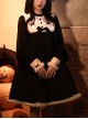 Humanoid Time Series Elegant Black Velvet Spring Autumn Retro Puff Sleeve Sweet Lolita Long-Sleeved Dress