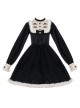 Humanoid Time Series Elegant Black Velvet Spring Autumn Retro Puff Sleeve Sweet Lolita Long-Sleeved Dress