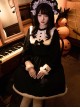 Humanoid Time Series Elegant Black Velvet Spring Autumn Retro Puff Sleeve Sweet Lolita Long-Sleeved Dress