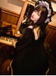 Humanoid Time Series Elegant Black Velvet Spring Autumn Retro Puff Sleeve Sweet Lolita Long-Sleeved Dress