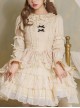 Warm Wind Series Solid Color Retro Elegant All-Match Round Neck Rose Button Puff Sleeve Classic Lolita Long-Sleeved Shirt