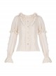 Warm Wind Series Solid Color Retro Elegant All-Match Round Neck Rose Button Puff Sleeve Classic Lolita Long-Sleeved Shirt