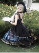 Vintage Gorgeous Fairy Fish Fantasy Print Lace Square Neck Elegant Bead Chain Decorate Gothic Lolita Sleeveless Dress