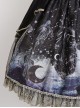 Vintage Gorgeous Fairy Fish Fantasy Print Lace Square Neck Elegant Bead Chain Decorate Gothic Lolita Sleeveless Dress