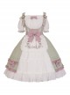 Tulip Garden Series Spring Small Fresh Tulip Embroidery Lacing Sweet Lolita Sleeveless Dress Set