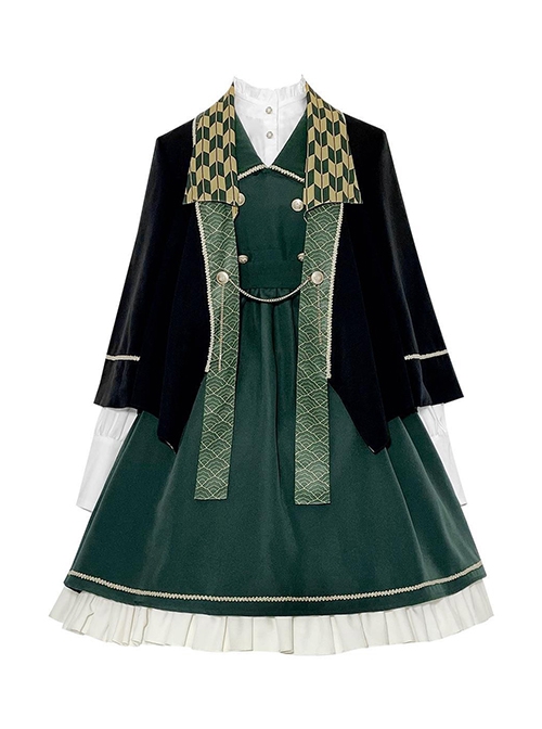 Kyoto Magic High School Series College Style Lapel Simple School Lolita Sleeveless Dress Set