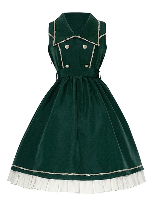 Kyoto Magic High School Series College Style Lapel Simple School Lolita Sleeveless Dress Set