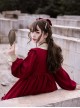 Starry Night Series Round Neck Bowknot Cute Girly Cross Embroidery Ruffle Hem Gothic Lolita Long Sleeve Dress