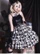 Checkerboard Grid Series Gothic Lolita Spring Plush Thermal Coat Print Sleeveless Dress Set